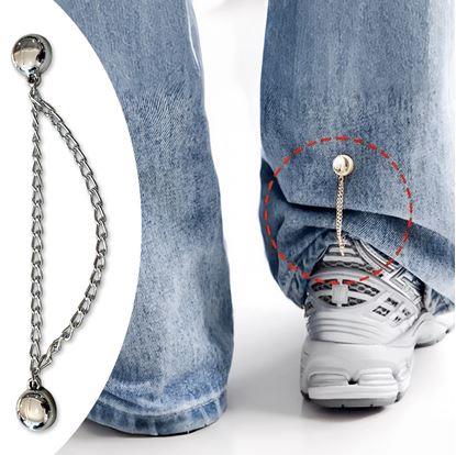 Obrázek Magnetická spona na zkrácení nohavic s řetízkem - stříbrná