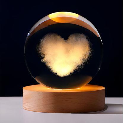 Obrázek  LED svítící skleněná koule - srdce