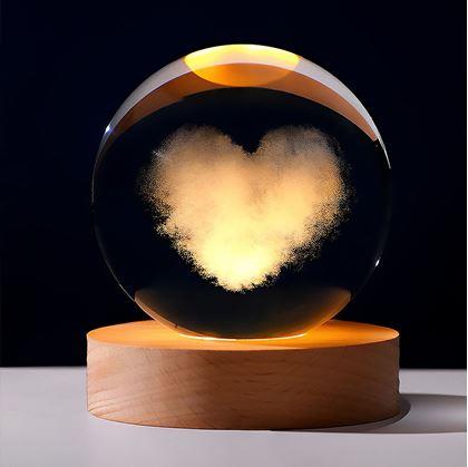 Obrázek z  LED svítící skleněná koule - srdce