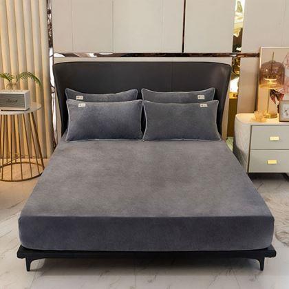 Obrázek z Mikroplyšové prostěradlo 180 x 200 cm - tmavě šedé