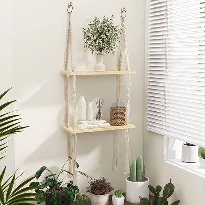 Obrázek Závěsná macrame polička, 2 patra