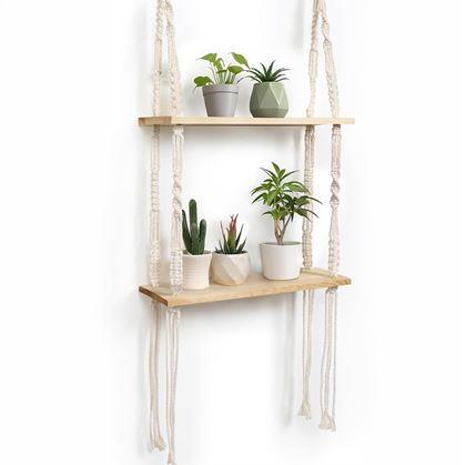 Obrázek z Závěsná macrame polička, 2 patra