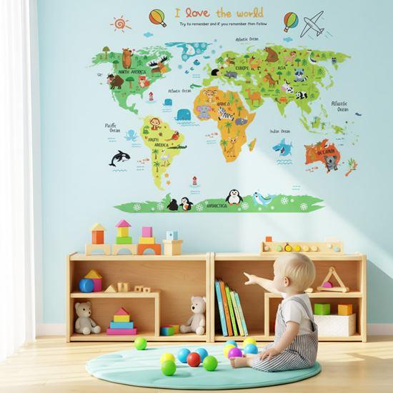 Obrázek z Samolepka na zeď - dětská mapa světa