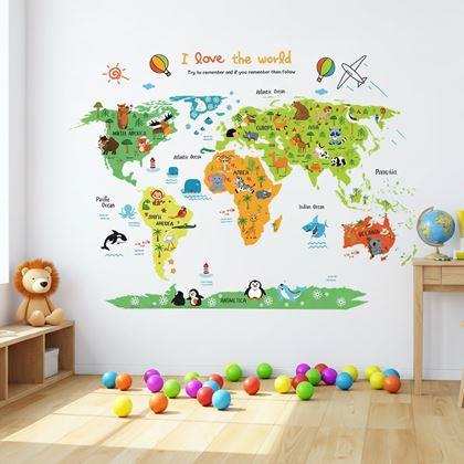 Obrázek z Samolepka na zeď - dětská mapa světa