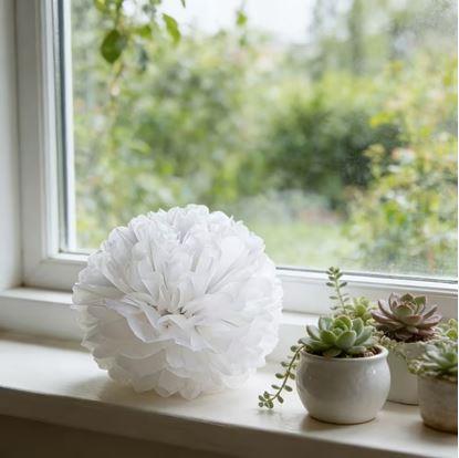 Obrázek Bílá papírová dekorace Pompom 20 cm 5 ks
