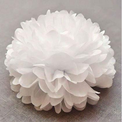 Obrázek z Bílá papírová dekorace Pompom 20 cm 5 ks