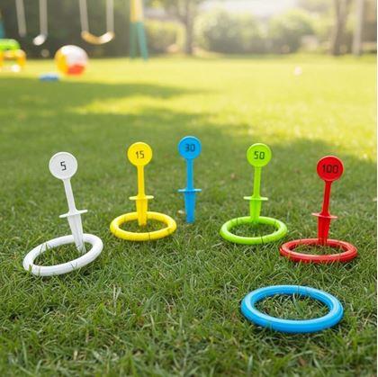 Obrázek z Hra házení kroužků s kolíky do země