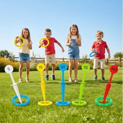 Obrázek z Hra házení kroužků s kolíky do země