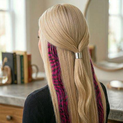 Obrázek z Barevný clip in pramínek 45 cm, mývalí ocas - růžový