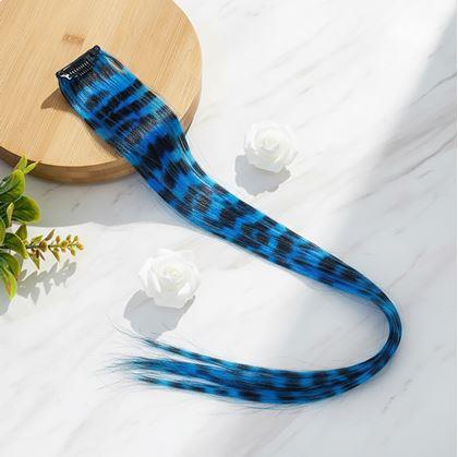 Obrázek z Barevný clip in pramínek 45 cm, mývalí ocas - modrý