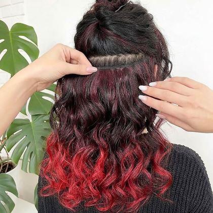 Obrázek z Clip in pás pro barevné podbarvení vlasů - hnědo-červený