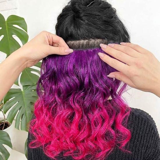 Obrázek z Clip in pás pro barevné podbarvení vlasů - fialovo-růžový