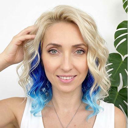 Obrázek z Clip in pás pro barevné podbarvení vlasů - modrý