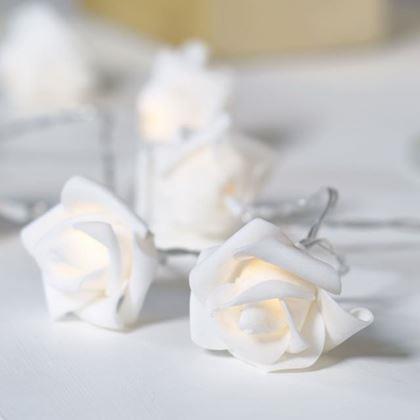 Obrázek z LED světelný řetěz na baterie s růžičkami – 20 květů