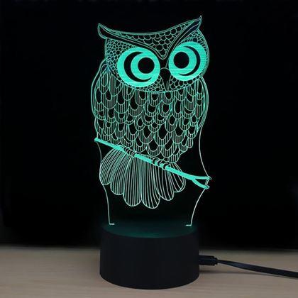 Obrázek z Lampa s 3D iluzí - sova