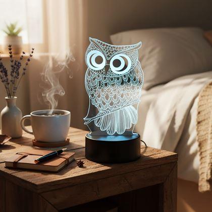 Obrázek z Lampa s 3D iluzí - sova