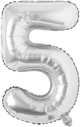 Obrázek z Maxi balónek 100 cm stříbrné číslo - 5