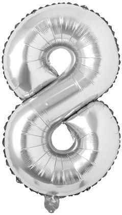 Obrázek z Maxi balónek 100 cm stříbrné číslo - 8
