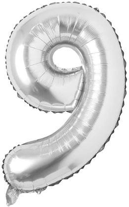 Obrázek z Maxi balónek 100 cm stříbrné číslo - 9
