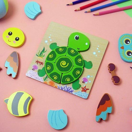 Obrázek z Dřevěné puzzle pro nejmenší - želva