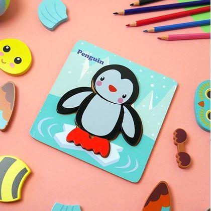 Obrázek z Dřevěné puzzle pro nejmenší - tučňák