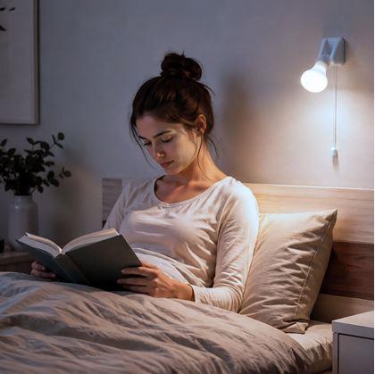 Obrázek z Nástěnná LED lampička k posteli se šňůrkovým vypínačem