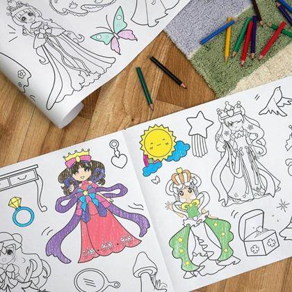 Obrázek z Lepitelné omalovánky v roli 3 m + pastelky - princezny