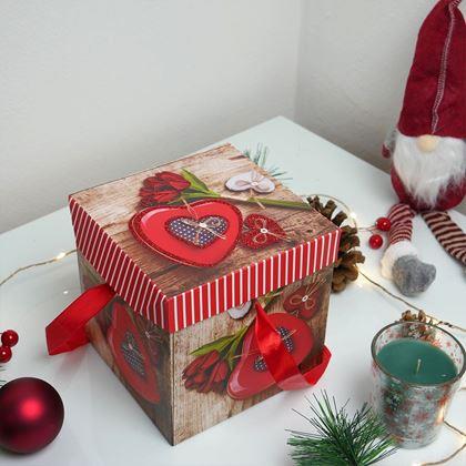 Obrázek z Dárková krabička 15 cm - srdce s růží
