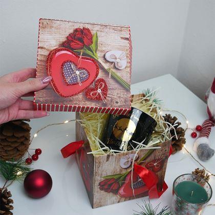 Obrázek z Dárková krabička 15 cm - srdce s růží