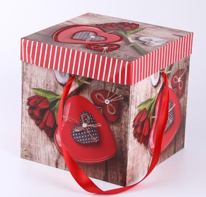 Obrázek z Dárková krabička 15 cm - srdce s růží
