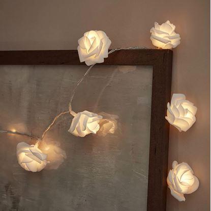 Obrázek LED světelný řetěz na baterie s růžičkami – 20 květů