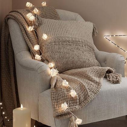 Obrázek z LED světelný řetěz na baterie s růžičkami – 20 květů