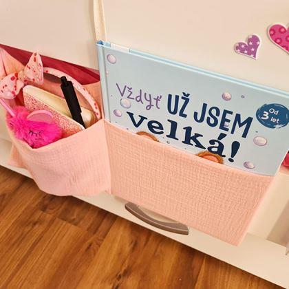 Obrázek z Mušelínový kapsář na postýlku - růžový