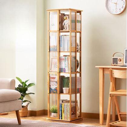 Obrázek z Bambusová otočná knihovna/regál, 5 polic, 150 cm