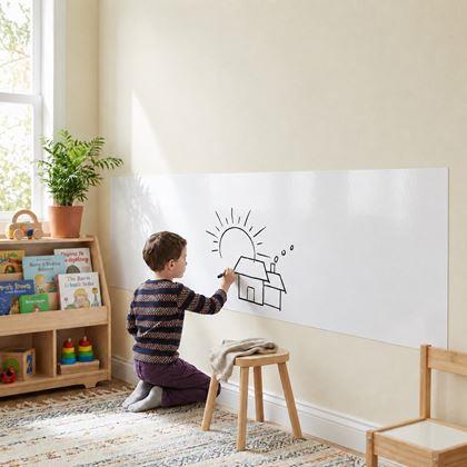 Obrázek z Bílá popisovací tabule/fólie s hadříkem a fixou, 200x45 cm