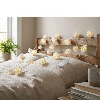 Obrázek z LED světelný řetěz na baterie s růžičkami – 20 květů